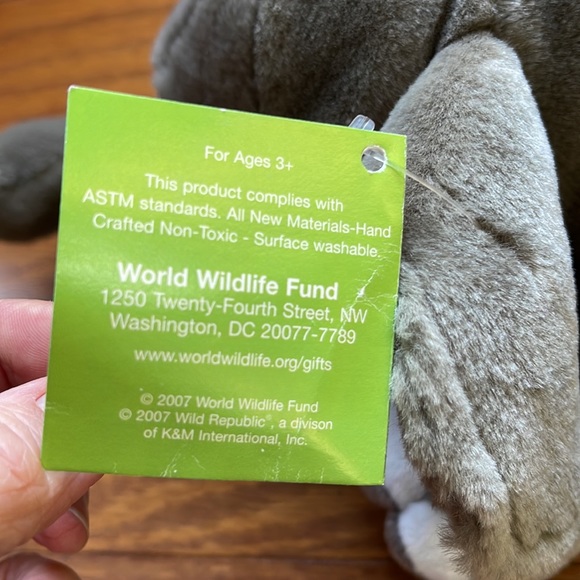 WWF Adoption ELEPHANT NEW Plush Animal Wild Republic Gray Grey NWT 15” - Picture 8 of 9